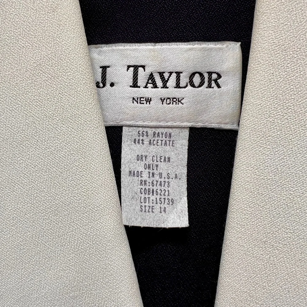 Vintage J. Taylor Navy Blue Blazer Dress Shawl Collar Double Breasted Size 14 - Picture 3 of 6